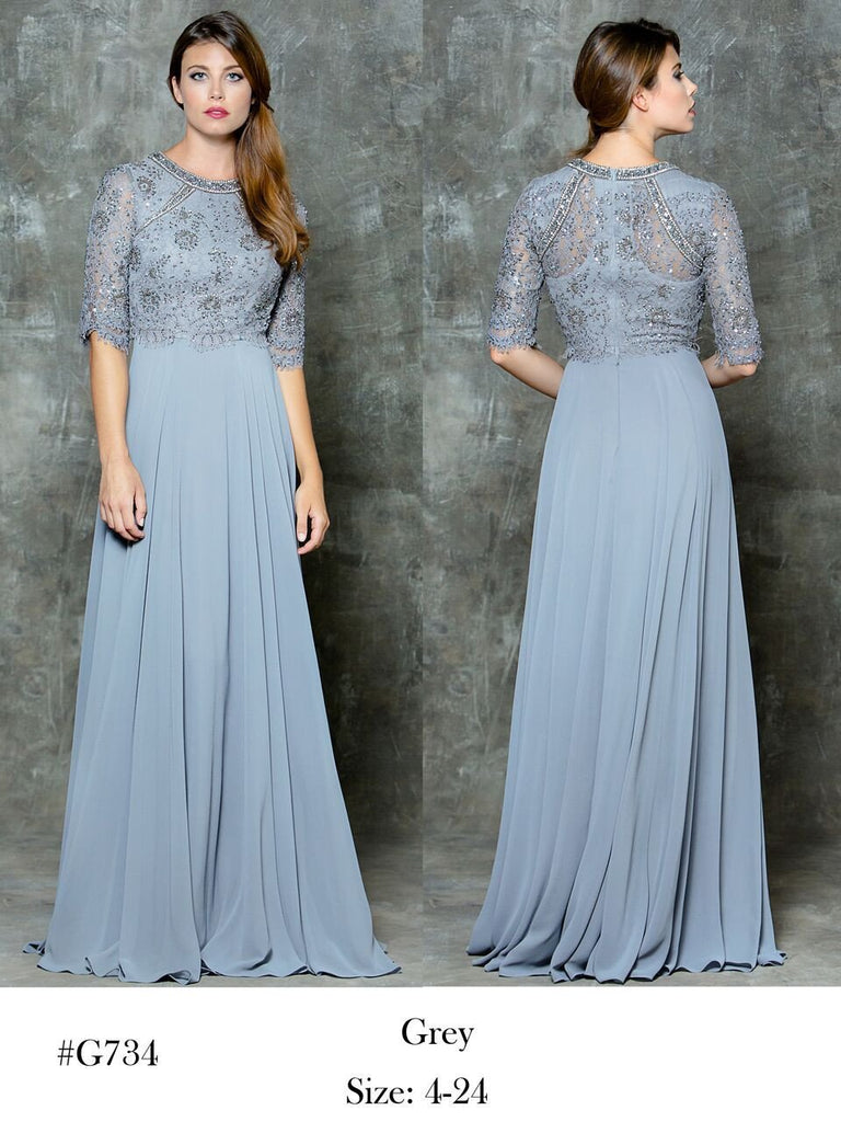 Mother Of The Bride Lace satin chiffon Long Dress.