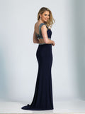 Prom lace satin mermaid trumpet long dress