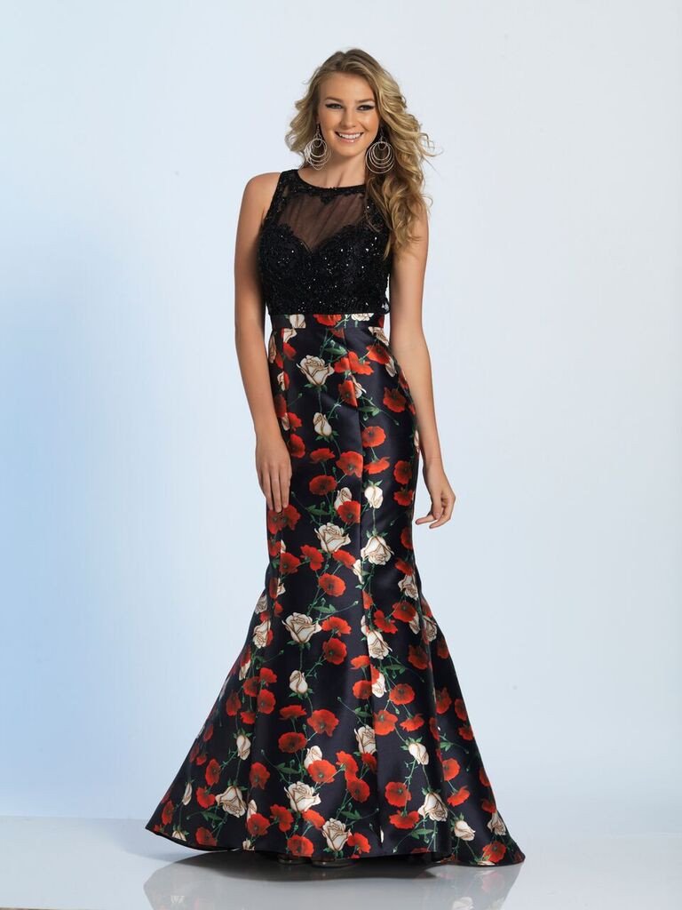 Prom lace satin mermaid trumpet long dress