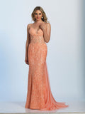 Prom lace satin mermaid trumpet long dress