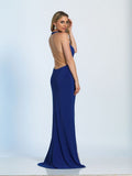 Prom lace satin mermaid trumpet long dress