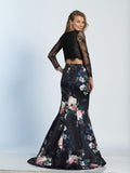 Prom lace satin mermaid trumpet long dress