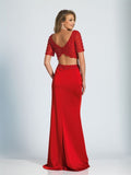 Prom lace satin mermaid trumpet long dress