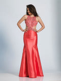 Prom lace satin mermaid trumpet long dress
