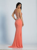 Prom lace satin mermaid trumpet long dress