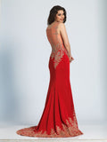 Prom lace satin mermaid trumpet long dress
