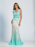 Prom lace satin mermaid trumpet long dress