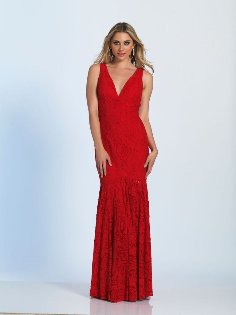 Prom lace satin mermaid trumpet long dress