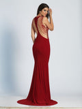 Prom lace satin mermaid trumpet long dress