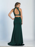 Prom lace satin mermaid trumpet long dress