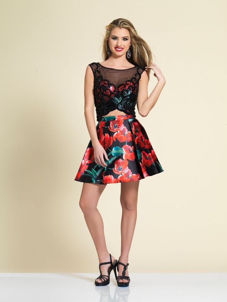 Dave & Johnny  lace short prom homecoming cocktail dress