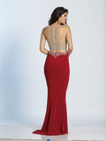 Prom lace satin mermaid trumpet long dress