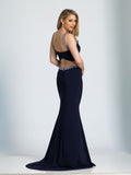 Prom lace satin mermaid trumpet long dress