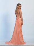 Prom lace satin mermaid trumpet long dress