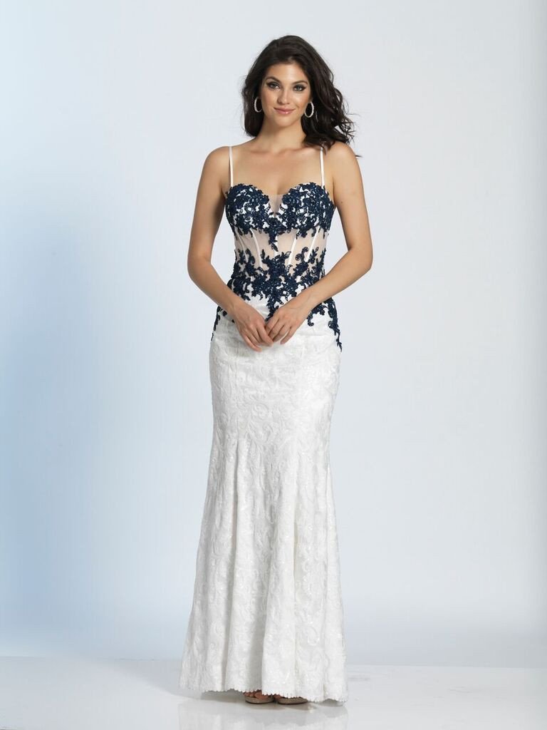 Prom lace satin mermaid trumpet long dress