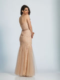 Prom lace satin mermaid trumpet long dress