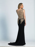 Prom lace satin mermaid trumpet long dress