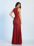 Prom lace satin mermaid trumpet long dress