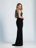 Prom lace satin mermaid trumpet long dress