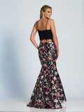 Prom lace satin mermaid trumpet long dress