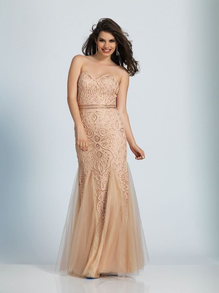 Prom lace satin mermaid trumpet long dress