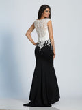 Prom lace satin mermaid trumpet long dress