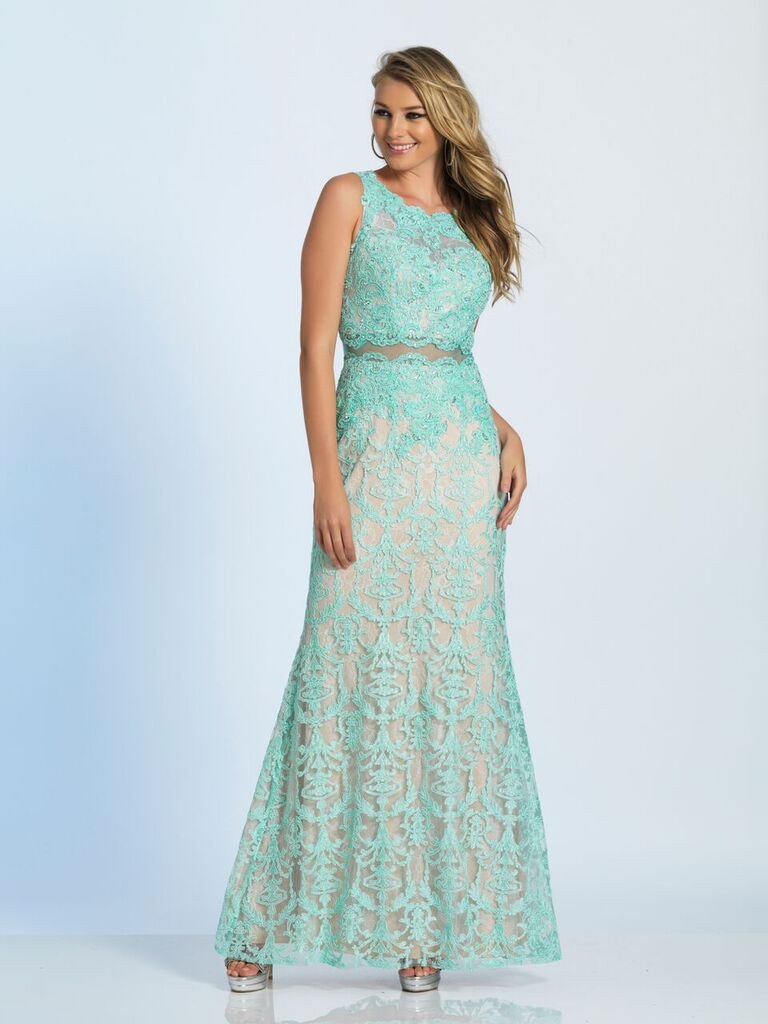 Prom lace satin mermaid trumpet long dress