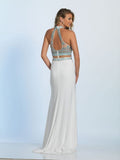 Prom lace satin mermaid trumpet long dress