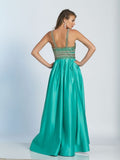 Prom lace satin long dress
