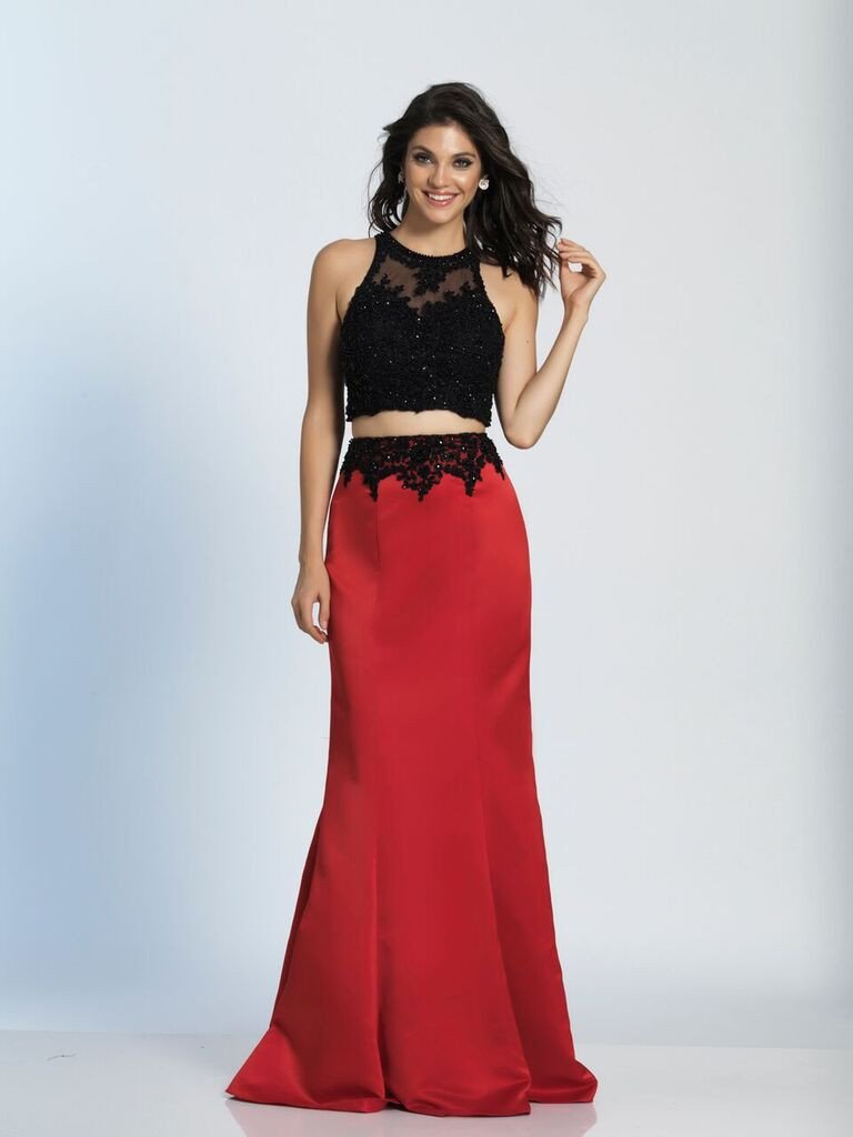 Prom lace satin mermaid trumpet long dress