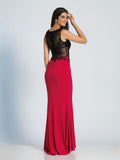Prom lace satin mermaid trumpet long dress