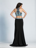 Prom lace satin mermaid trumpet long dress