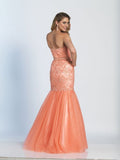 Prom lace satin mermaid trumpet long dress