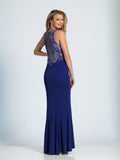 Prom lace satin mermaid trumpet long dress
