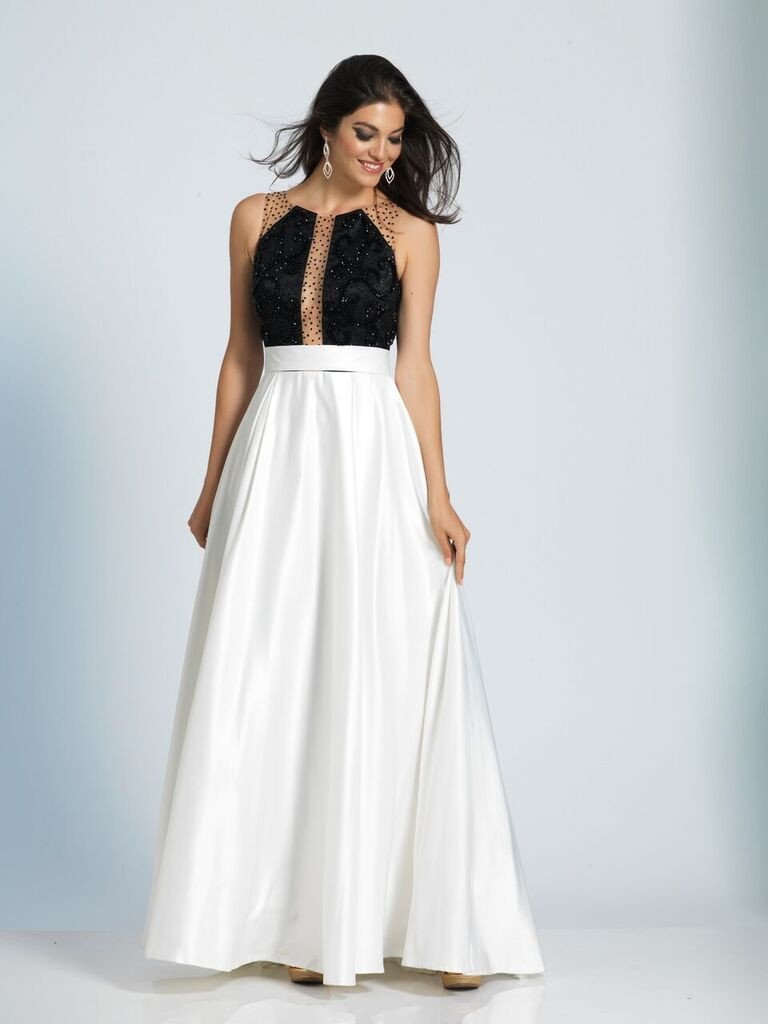 Prom lace satin ball gown long dress