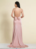 Prom lace satin mermaid trumpet long dress