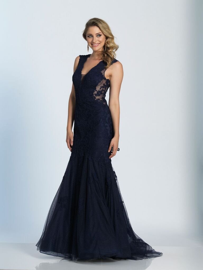 Prom lace satin mermaid trumpet long dress