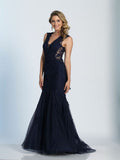 Prom lace satin mermaid trumpet long dress