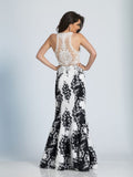 Prom lace satin mermaid trumpet long dress