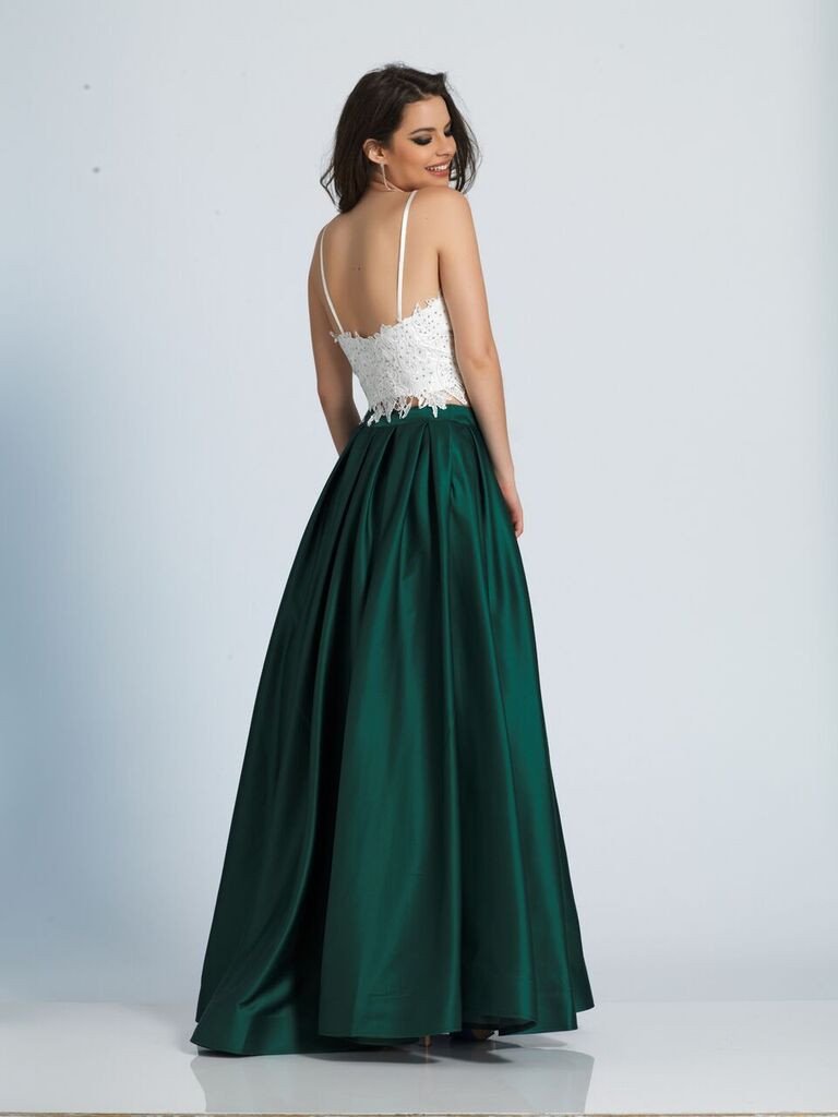 Prom lace satin long dress PLUS