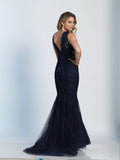 Prom lace satin mermaid trumpet long dress