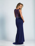 Prom lace satin mermaid trumpet long dress