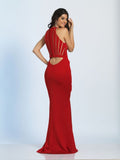 Prom lace satin mermaid trumpet long dress
