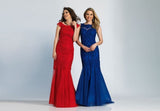 Prom lace satin mermaid trumpet long dress