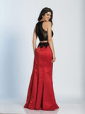 Prom lace satin mermaid trumpet long dress