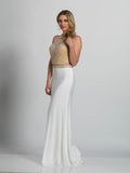 Prom lace satin mermaid trumpet long dress