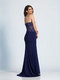 Prom lace satin mermaid trumpet long dress