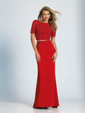 Prom lace satin mermaid trumpet long dress