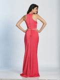 Prom lace satin mermaid trumpet long dress