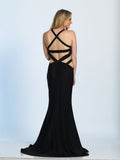 Prom lace satin mermaid trumpet long dress